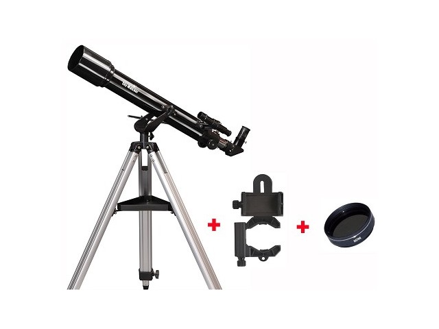 Telescopio Skywatcher 70/700 AZ2 con adattatore smartphone e filtro lunare Telescopio Skywatcher 70/700 AZ2 con adattatore smartphone e filtro lunare